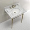 Fauceture KVPB3022M87 30" Console Sink with Brass Legs (8-Inch, 3 Hole), Marble White/Brushed Brass KVPB3022M87 - alternate 5